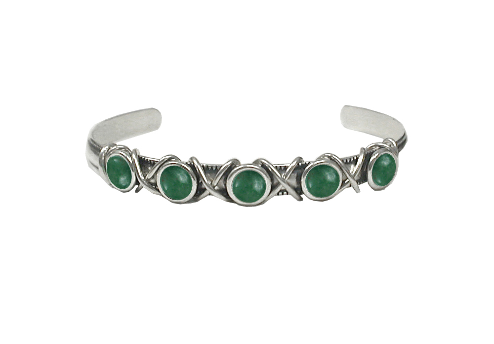 Sterling Silver Cuff Bracelet With Jade